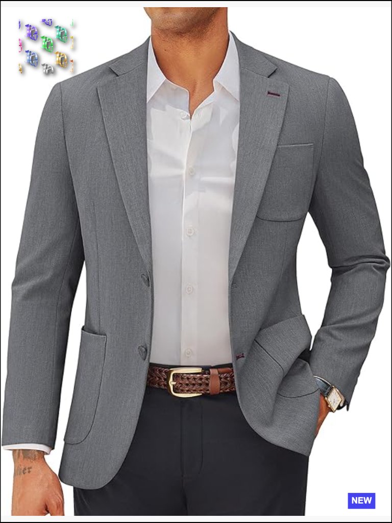 Classic Notch Lapel Sport Coat Regular Fit Polyester Blend Two Button Casual